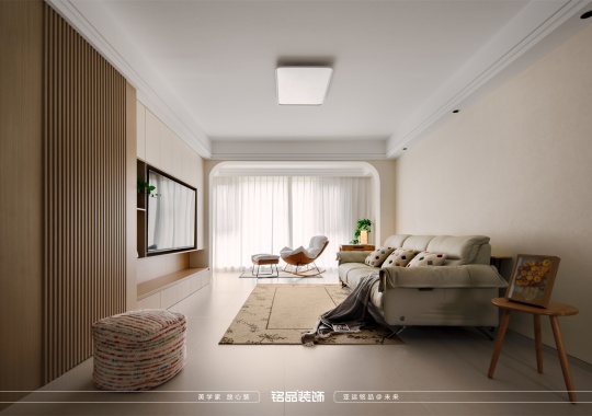 慈溪170㎡现代原木风格 红星檀府装修效果案例